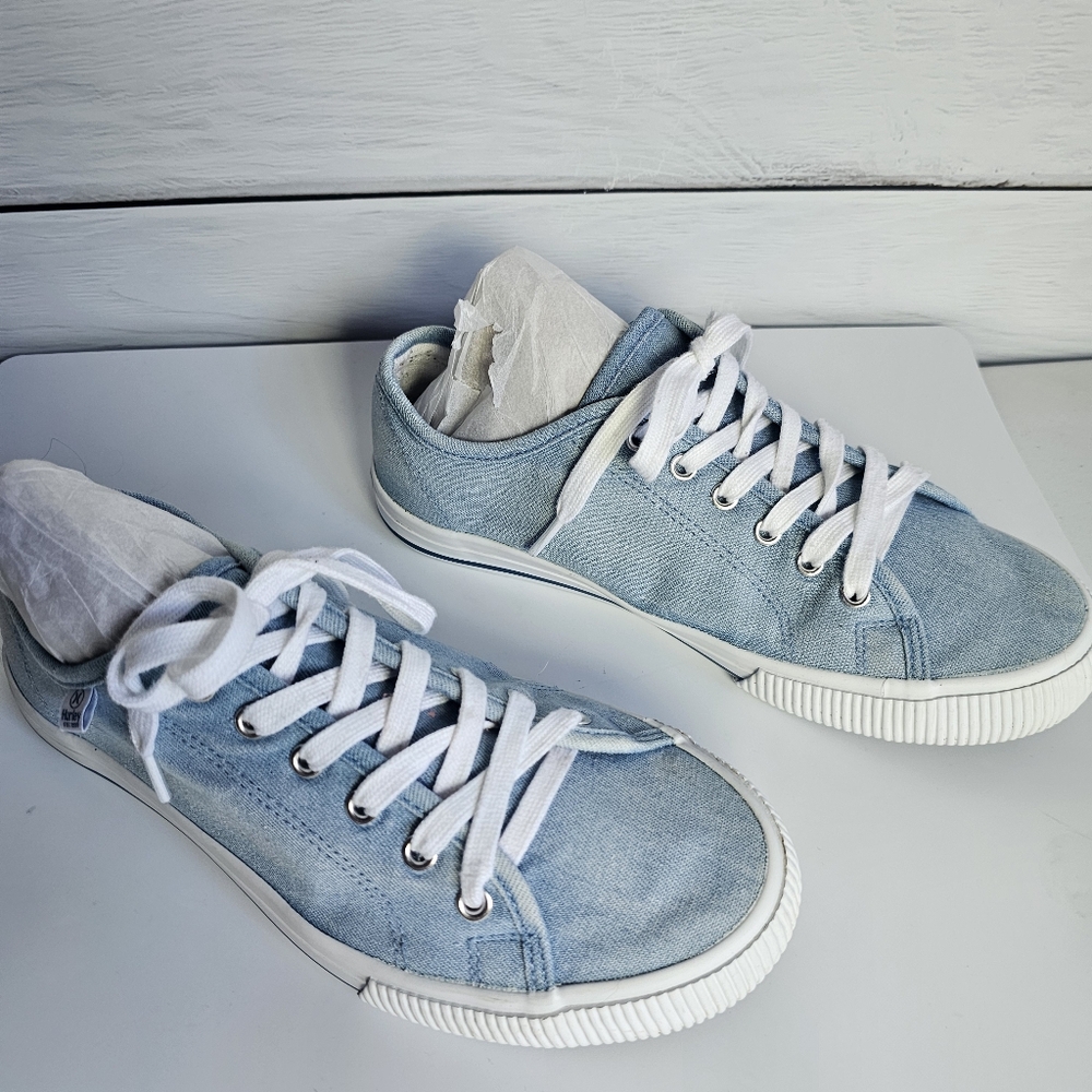 Hurley Women Lace Up Casual Sneakers Carrie Chambray Blue Canvas Fabric … - Picture 4 of 11